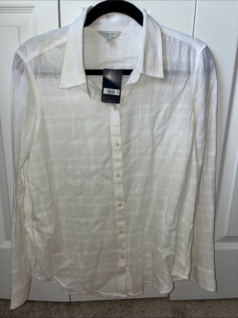 Lucky Brand White Textured Button Shirt NWT